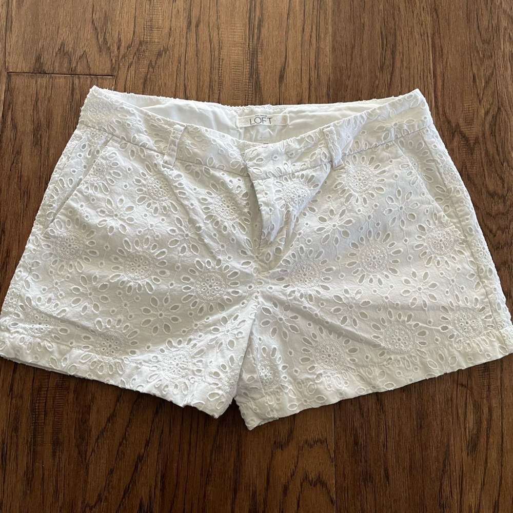 Loft white eyelet shorts 6